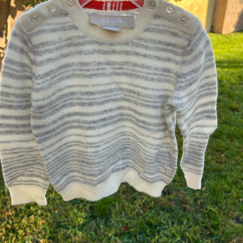 Christopher Fischer cashmere Striped Sweater in Gray and White